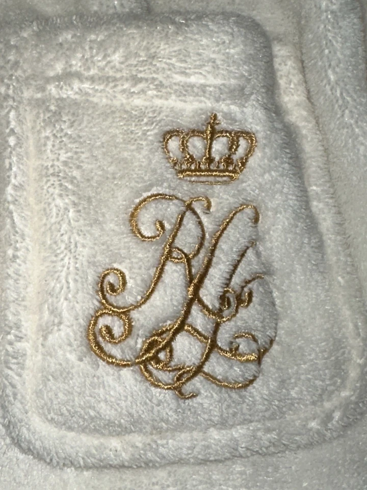 Albornoz Lauren Ralph Lauren para mujer con cuello de felpa blanco M dorado bordado logotipo Foto 2 de 4