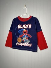 Sesame Street Elmo Graphic Long Sleeve T-Shirt Navy Blue Red 4T Toddler