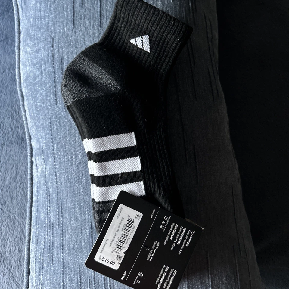 Мужские носки Adidas 3 пары мягкие четверть квадратного ярда большие (6-12) серые/черные - Изображение 3 из 4