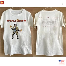 Rush Hold Your Fire Tour Music 87 88 Vintage White T-Shirt Gift Fans