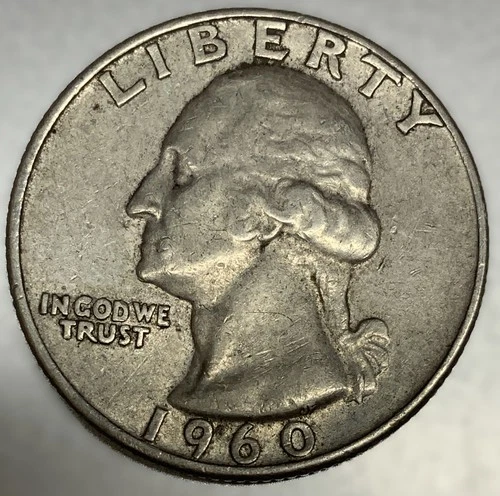 1960 D Washington 90% Silver Quarter Circulated Condition 25c US Coin - 2828