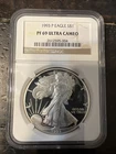 1993 P $1 1 oz Proof Silver American Eagle NGC PF69 Ultra Cameo