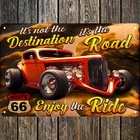 Vintage Route 66 Hot Rod & Rat Rod Tin Metal Signs | Classic Retro Wall Art for