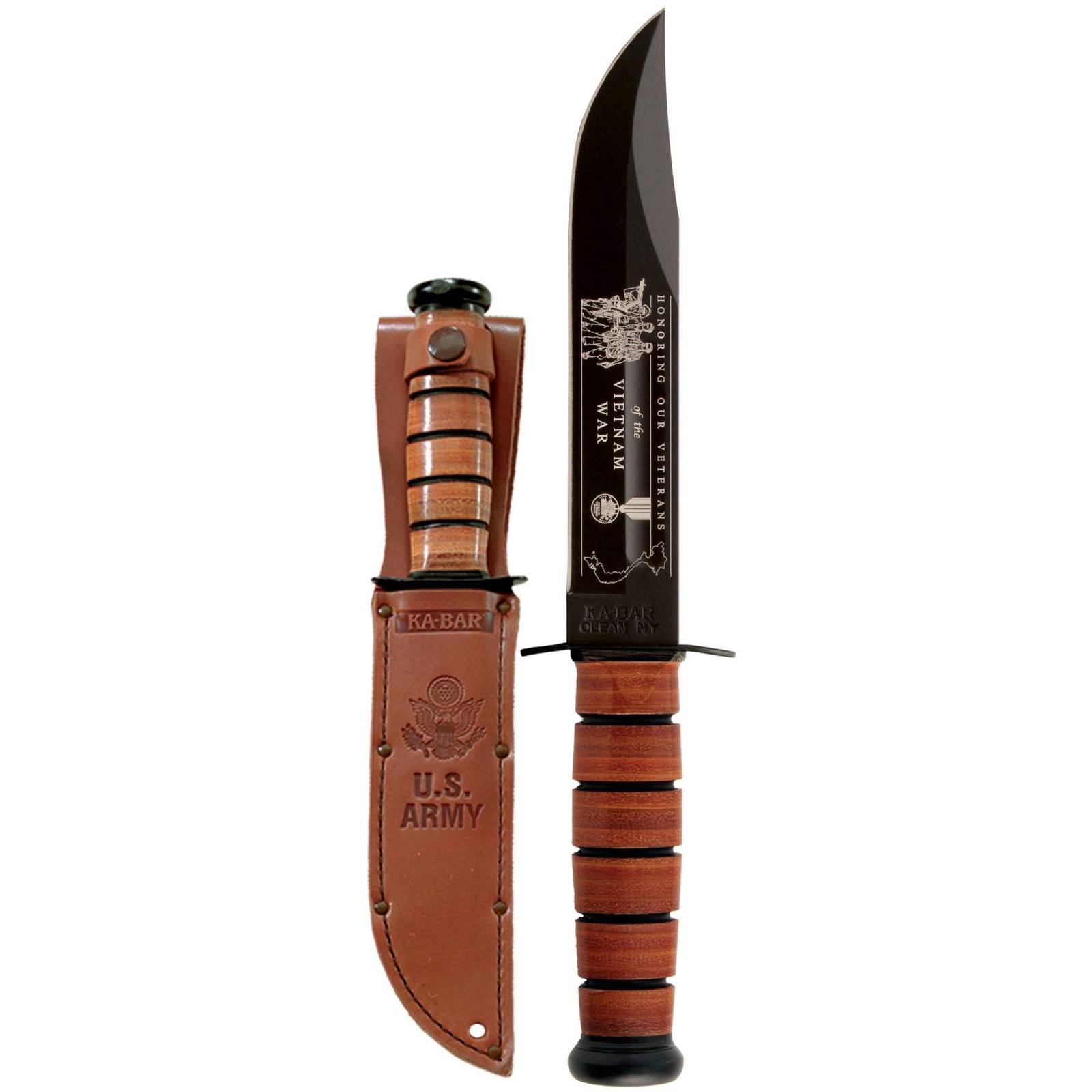 KA-BAR Vietnam, U.S. ARMY, Laser engraved, 7in Fixed Blade, 