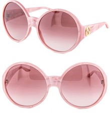 GUCCI GG0954S Pearl Pink 0954 GG Logo Oversized Round Retro Sunglasses 009