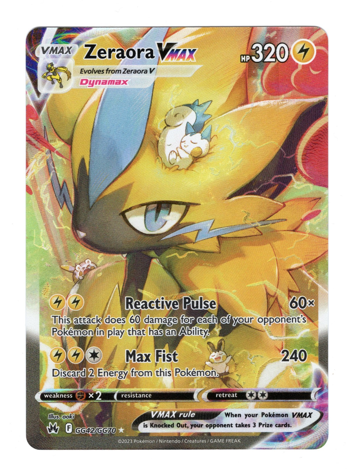 Pokemon Zeraora VMAX Ultra Rare GG42/GG70 Crown Zenith: Galarian Gallery - NM