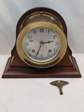 Chelsea Ship's Bell 4.75" Bronze Brass Mantel Clock 823306 Runs Chimes Key