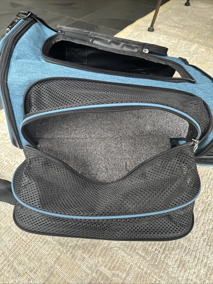 Bolsa de viaje portátil para porta mascotas con lados suaves estuche cómodo aprobado por aerolíneas perro gato Foto 4 de 4