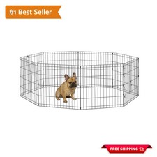 Durable Black E-Coated Pet Playpen, 16 Sq Ft, for Dogs and Small Animals