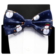 Men's Christmas Bow ties Festival Theme Printed Bowties Pre-Tied Navy/White