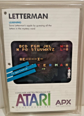 Letterman; Atari 400/800/XL/XE W/ Disk w/manual APX-20096 Plastic Cover