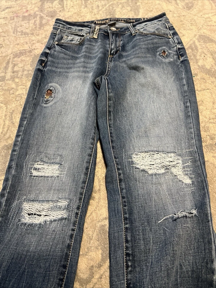 Natural Reflection Womens Vintage Reunion Distressed  Denim Jeans Sz 4 - Image 3 of 4