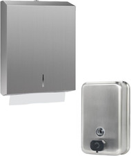 Stainless Steel Wall Mount Soap  Paper Towel Dispenser Bundle - 1100ml  525ct