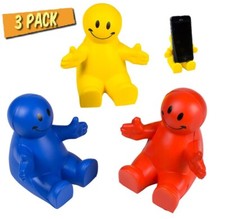 4" Fun Colorful Squeezable Smile Face Guy Phone Holders (3 Pack) Desk Decor  