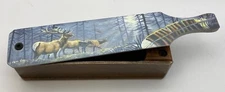 Wooden Amish Crafted Painted Lid Turkey Box Call - Elk Scene - New, Unused!