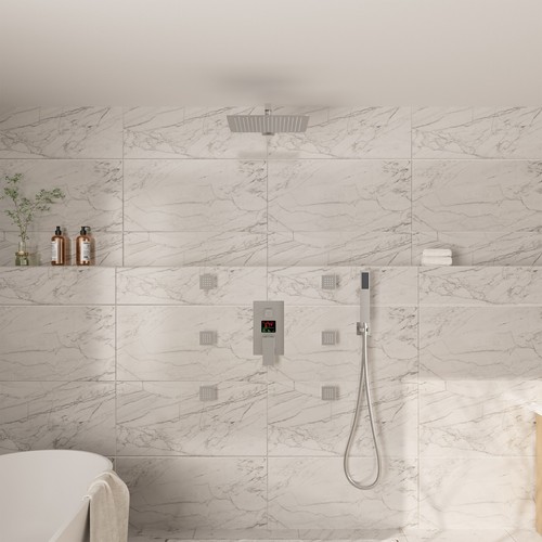 CASAINC 12" Regenduschsystem zur Wandmontage mit wasserbetriebener Digitalanzeige - Bild 11 von 28