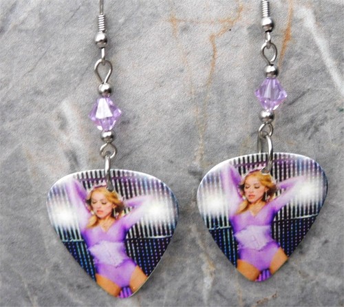 Orecchini Madonna Plettro Chitarra con Cristalli Swarovski Viola Viola - Foto 2 di 6