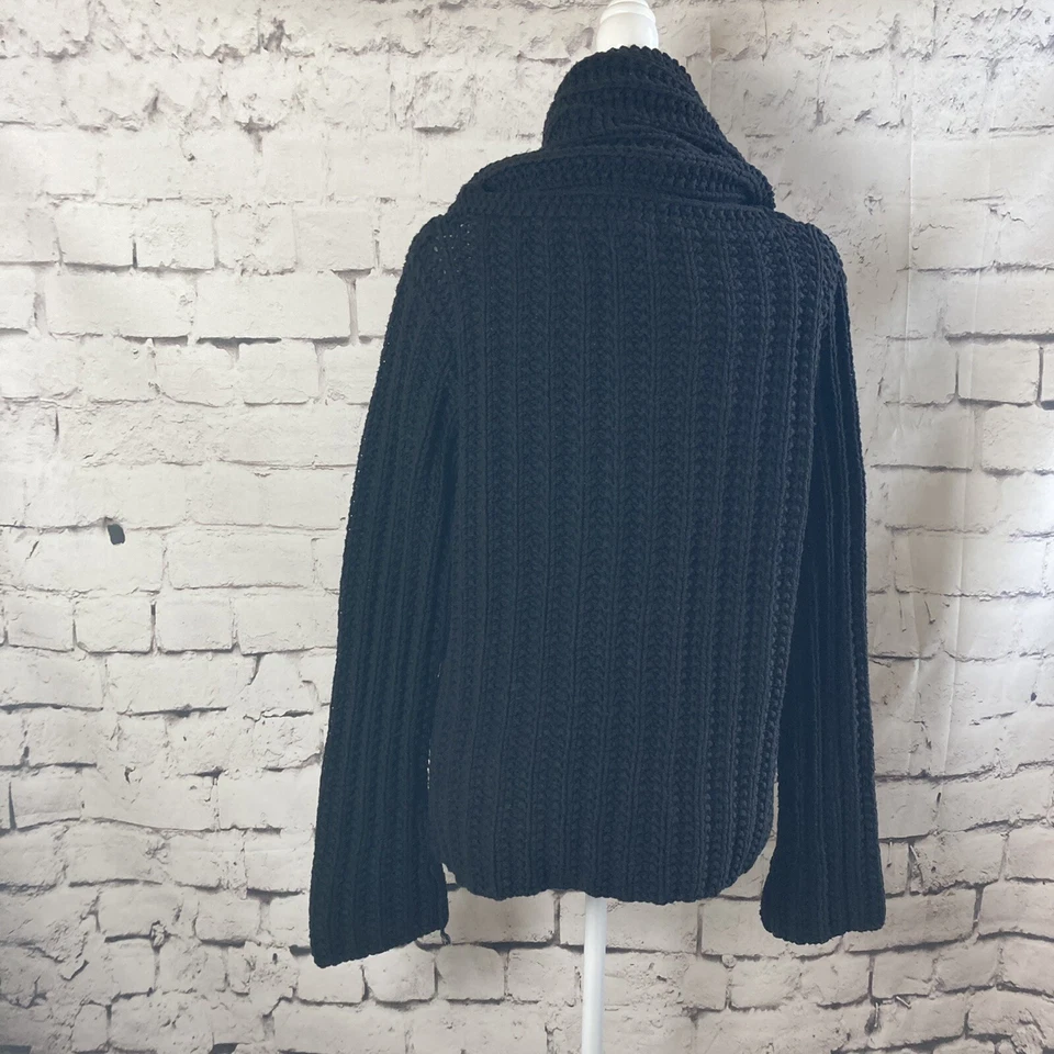 Suéter Sutton Studio Mujer Talla Grande Pequeño Grueso Tejido Capucha Cuello Negro Foto 3 de 4