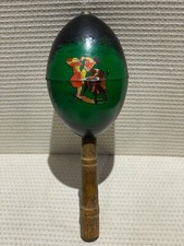 Vintage hand painted of spanish bullfighter maracas wooden handle black/green