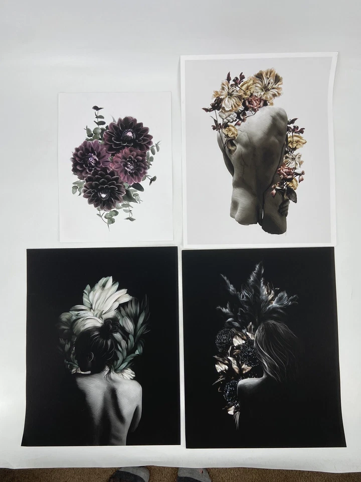 LOTE DE 8 CARTELES DECORACIÓN HOGAR FLORES LINN WOLD Foto 4 de 4