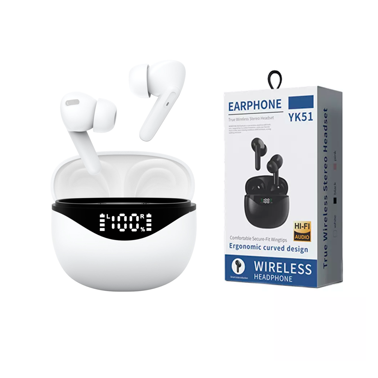 Bluetooth Earbuds Headset 5.3 Wireless Noise Cancelling with Charging Case-image