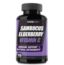 Sambucus Elderberry 500mg Pills w/ Zinc  Vitamin C, 2 Months Supply 60 Capsules