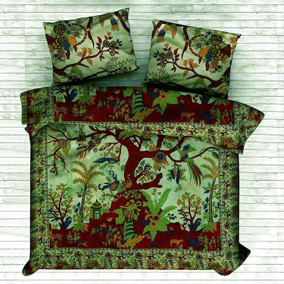Indien Tree of Life Bedding Set Quilt Duvet Cover Hippie Single Double King Size - Image 2 of 3