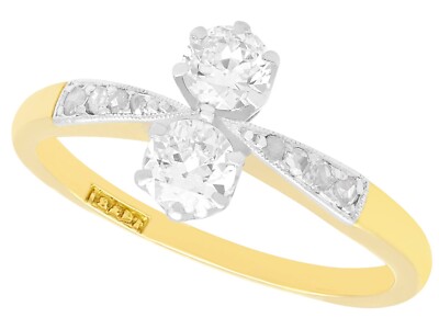 Antique 1920s 0.63ct Diamond 18k Yellow Gold Platinum Set Dress Ring Size N 