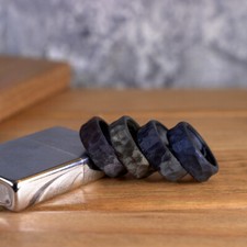 Rustic Silicone Hammered Men's Ring/Wedding Band in Tungsten Black Satin