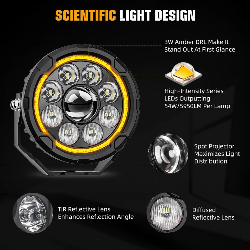 COLIGHT 2X 4.5inch D09 Pro Series Amber DRL Motorcycle Lights With Hi&Low Beam - image 4 of 4