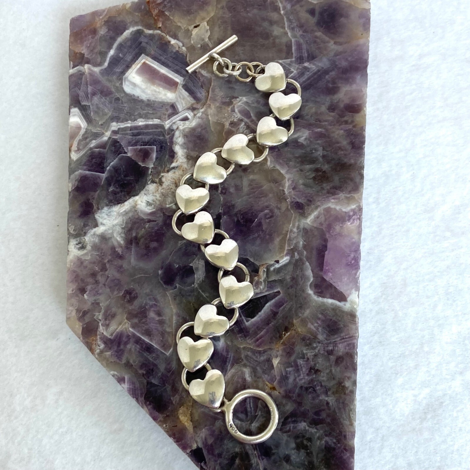 Solid Sterling Silver 925 Stacking Heart Link Tog… - image 5