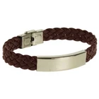Mens Leather & Stainless Steel Bracelet