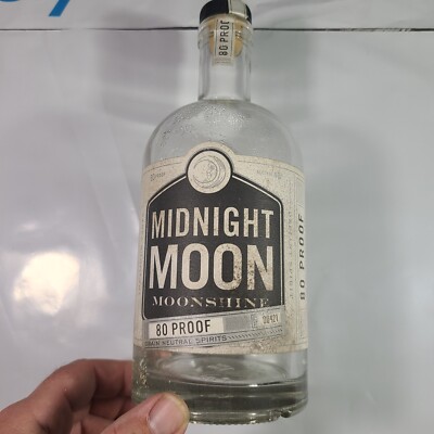 Midnight Moon Moonshine Empty Bottle 80 Proof Distilled From Corn 100% American