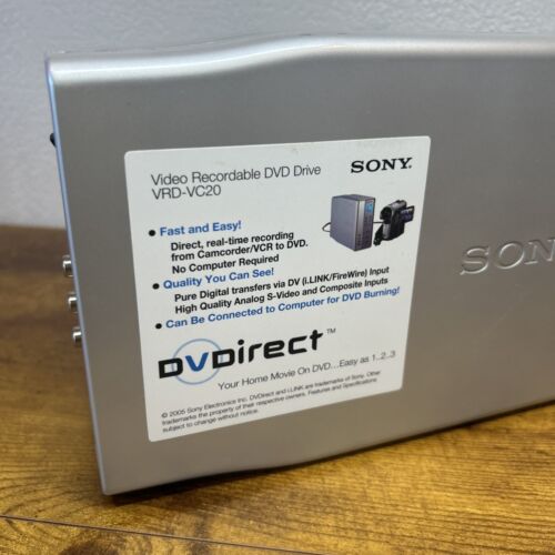 Sony VRD-VC20 DVDirect Video Recordable DVD Recorder Drive with Cables & AC Cord - Picture 3 of 6