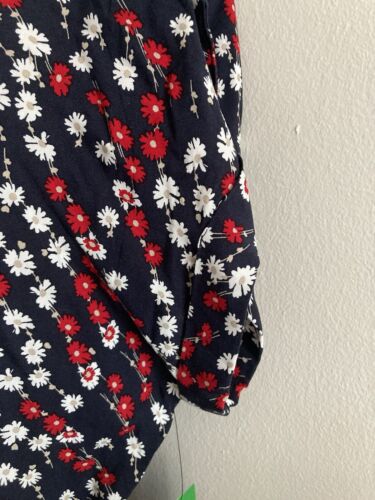 Tommy Hilfiger Women Ditsy Floral Red White Blue Midi Dress Belted Medium - Picture 6 of 9