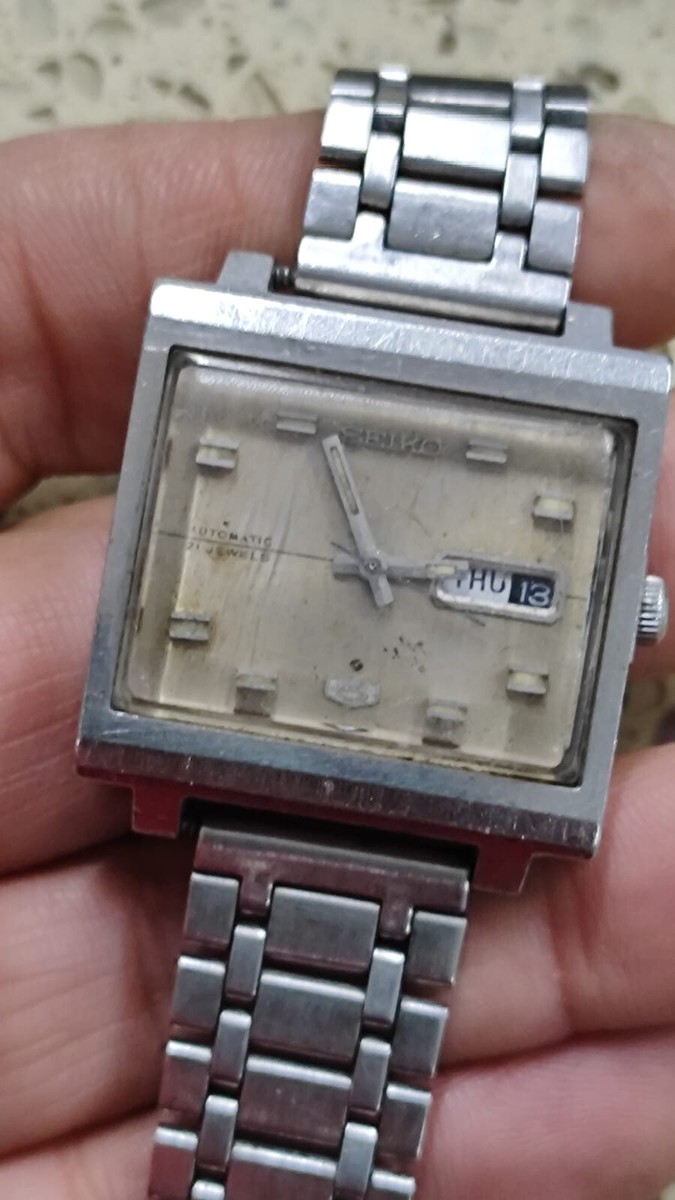 1972 Seiko 6119-5000 TV Automatic Wristwatch 21J _ Silver Dial