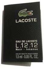 EAU DE LACOSTE L.12.12 NOIR INTENSE 0.05 oz 1.5 ml EDT Mini/Travel Sample Vial