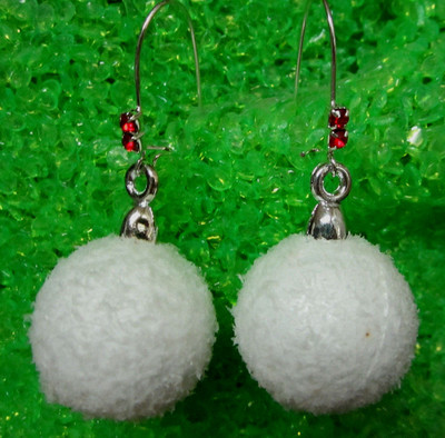 Snowball Red Rhinestone Kidney shaped Hooks Christmas Handcrafted USA Nora's