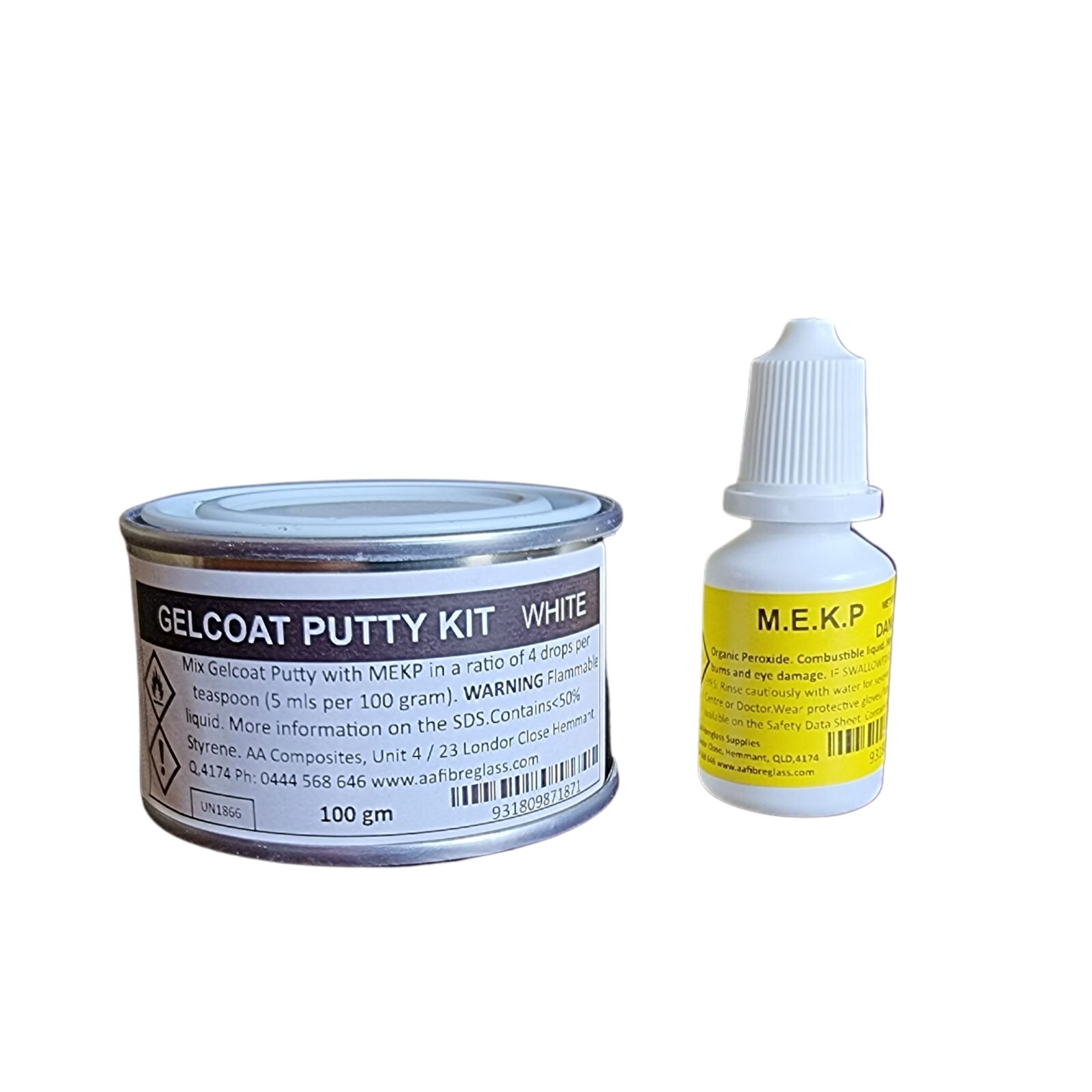 Gelcoat Putty Fibreglass Repair Kit (White) 100gm Chip & Scratch