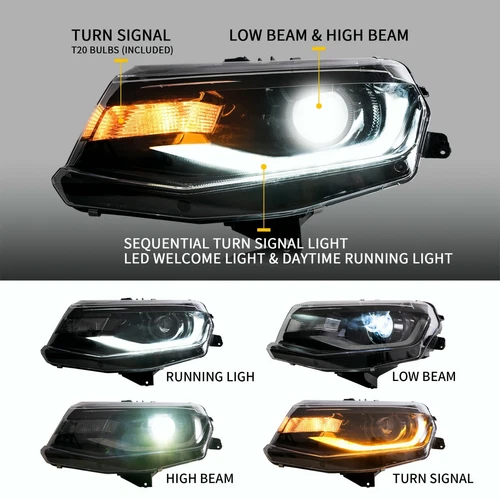 VLAND LED Headlights For 2016-18 Chevrolet Chevy Camaro LS LT SS Sequential 1Set - Picture 2 of 11