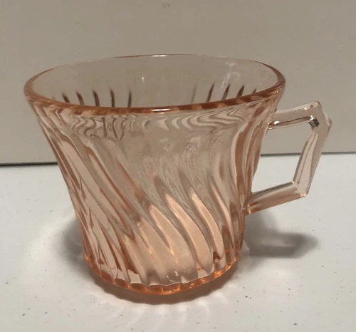 Vintage Swirl Pink Cup Federal Depression Glass