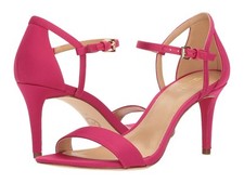 MICHAEL Michael Kors Simone Mid Heel Satin Sandal Ultra Pink 6 New