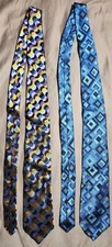 Lot of 2 Altea Milano Men's Multicolor Geometric 100% Silk Made in Italy