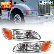 For 2008-2013 Peterbilt 325/384/386 Truck Chrome Headlights Headlamps Left+Right