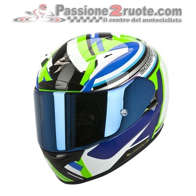 Casco Scorpion Exo 2000 Evo air Avenger bianco verde blu nero integrale  moto | eBay
