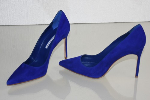 Manolo Blahnik BB 105 Blue Suede Heels 