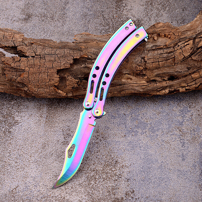 CSGO Rainbow Butterfly knife Comb Metal Folding Practice Trainer