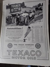 huile TEXACO bidon entonnoir publicité papier ILLUSTRATION 1923 col