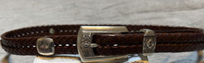 Brighton Brown Braided Leather Belt Silver Engraved Buckle Southwestern Size 28