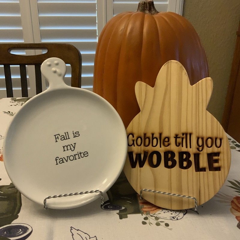 Fall Turkey Shaped Charcuterie Board with Cute Plate 